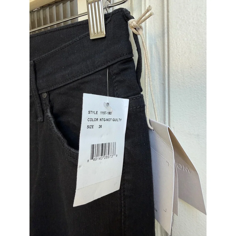 Mother The Insider Crop Step Fray Jeans Not Guilty Black High Rise Size 26